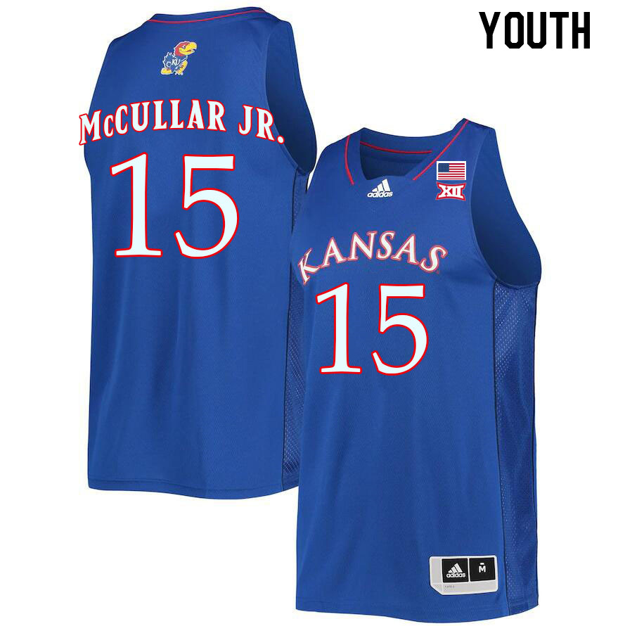 Youth #15 Kevin McCullar Jr. Kansas Jayhawks College Basketball Jerseys Stitched Sale-Royal